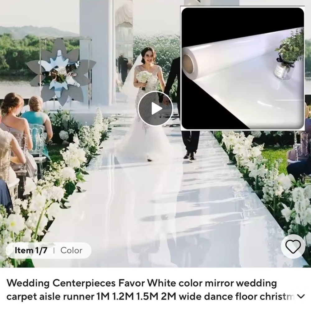 White Mirror Wedding Aisle Runner